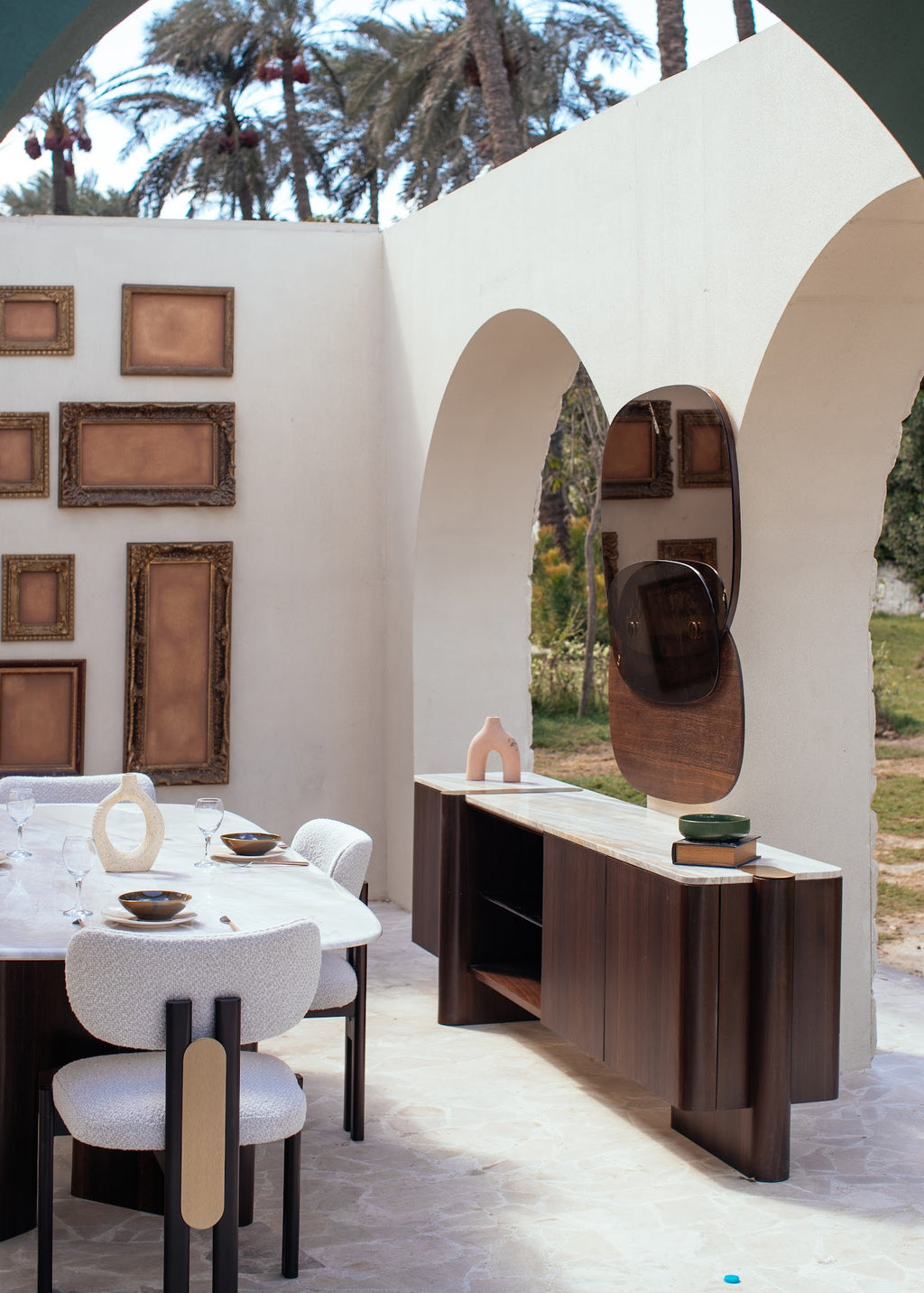 Cena Dining Set, shown in cream bouclé, view 6