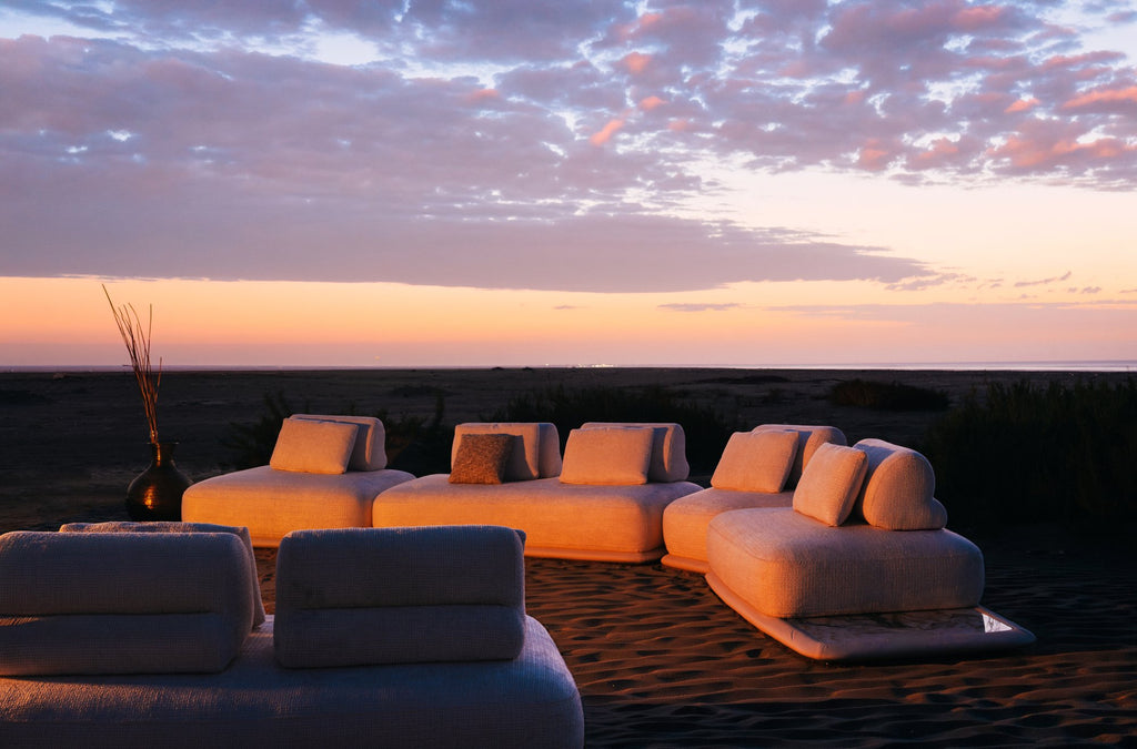 Cairn Living Set, shown in white bouclé, view 2