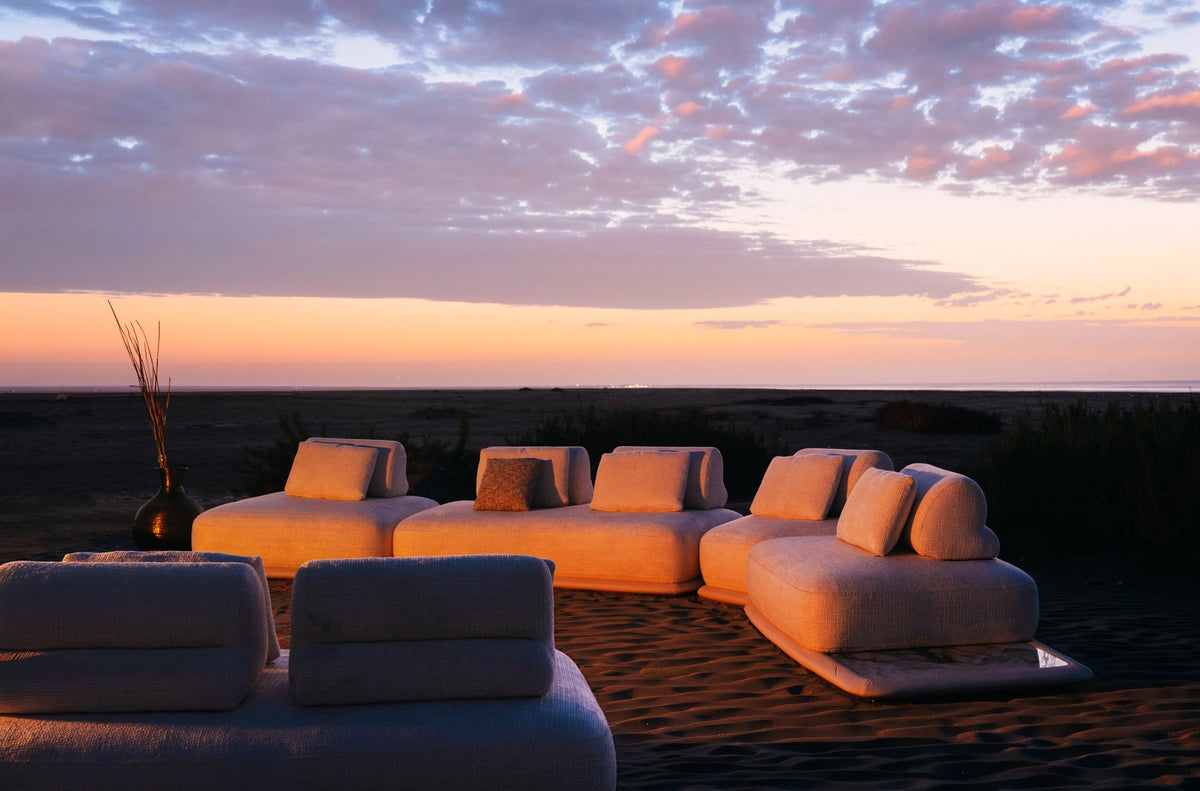 Cairn Living Set, shown in white bouclé, view 2