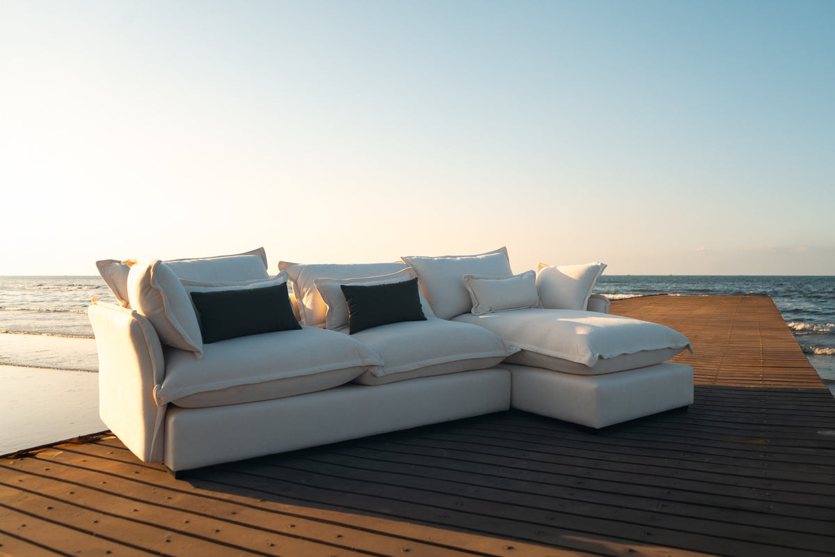Rill Sectional Sofa, shown in cream, view 2