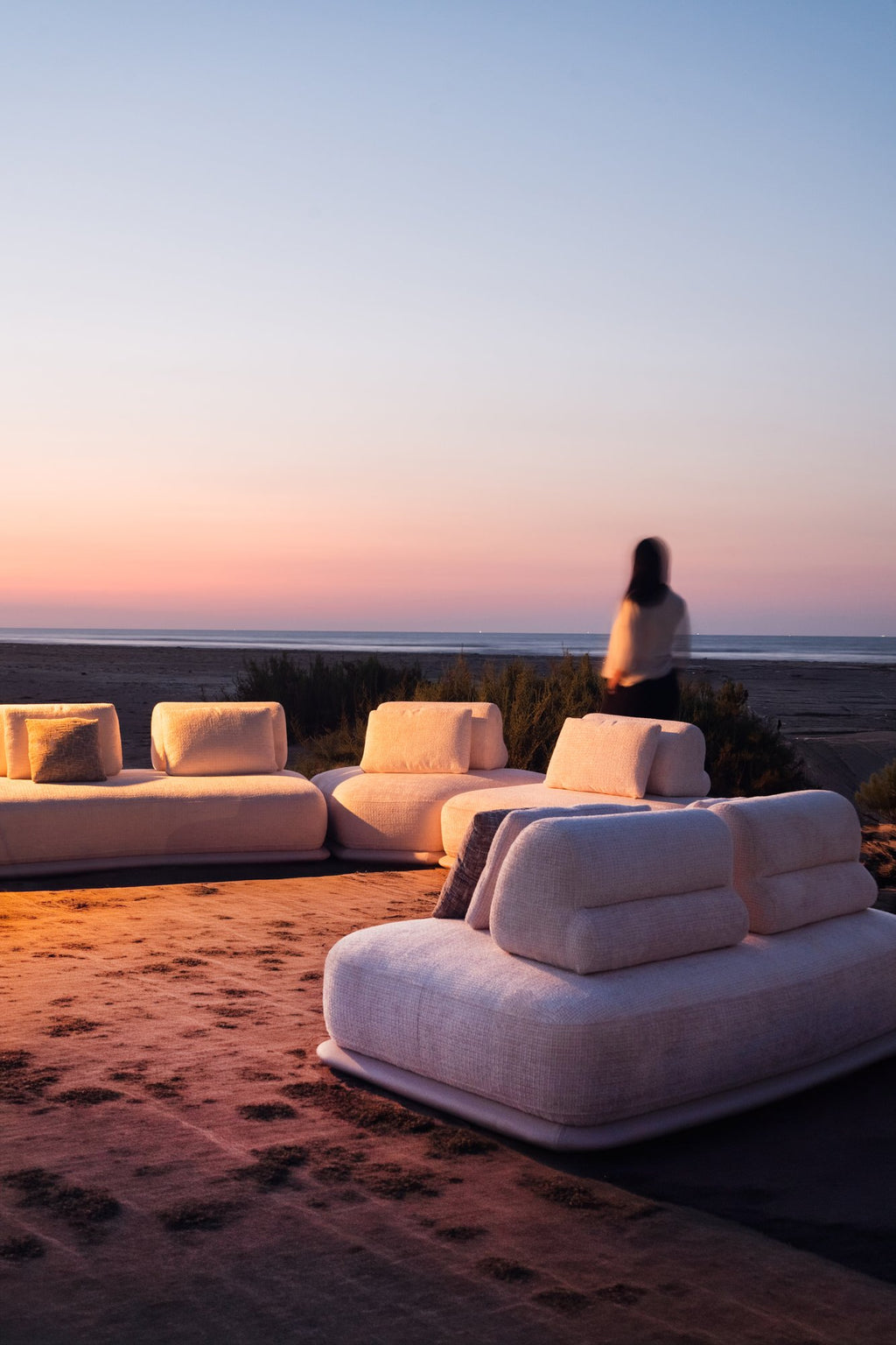 Cairn Living Set, shown in white bouclé, view 3