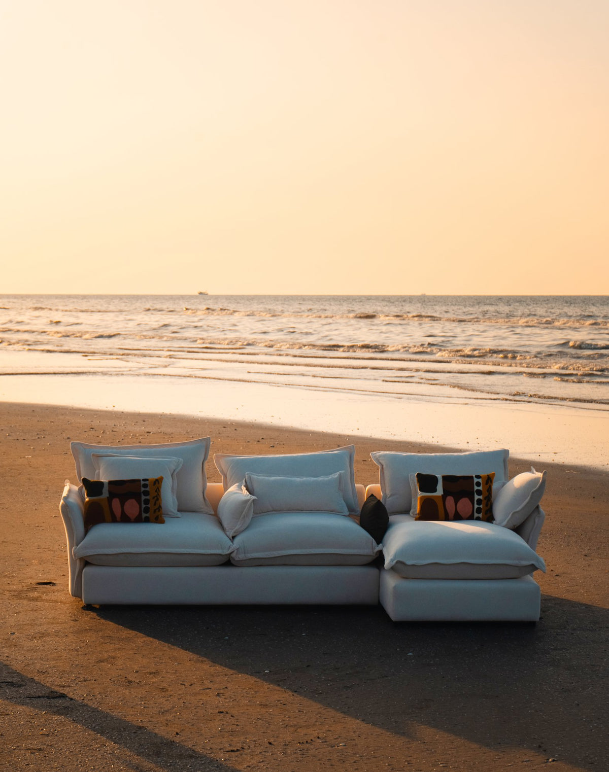 Rill Sectional Sofa, shown in cream, view 3