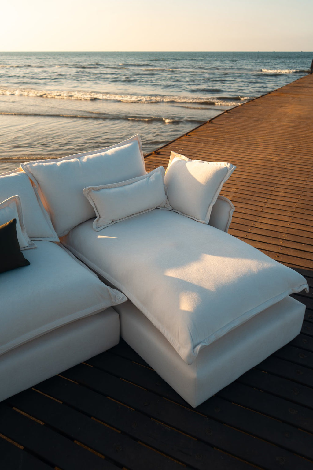 Rill Sectional Sofa, shown in cream, view 4