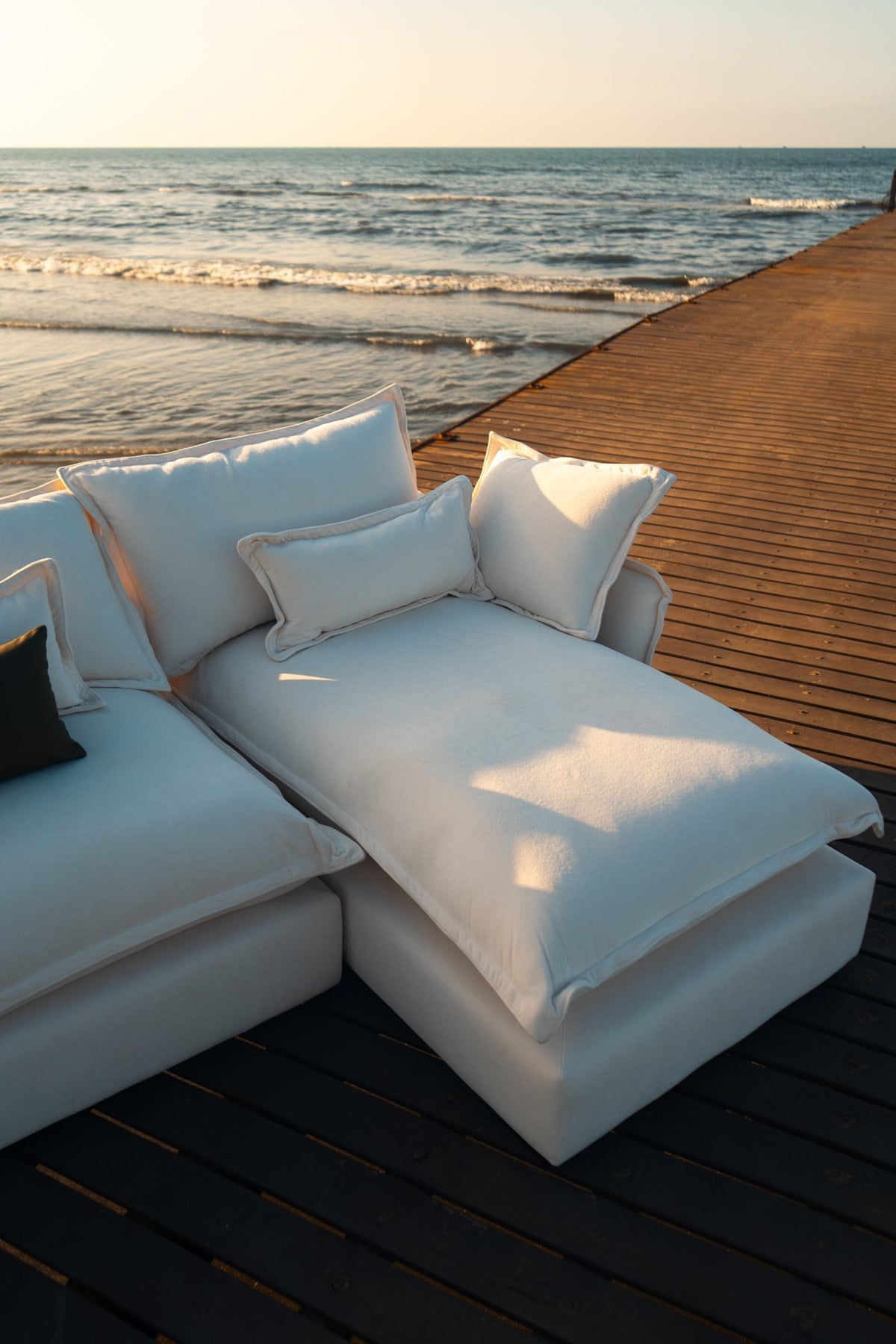 Rill Sectional Sofa, shown in cream, view 4