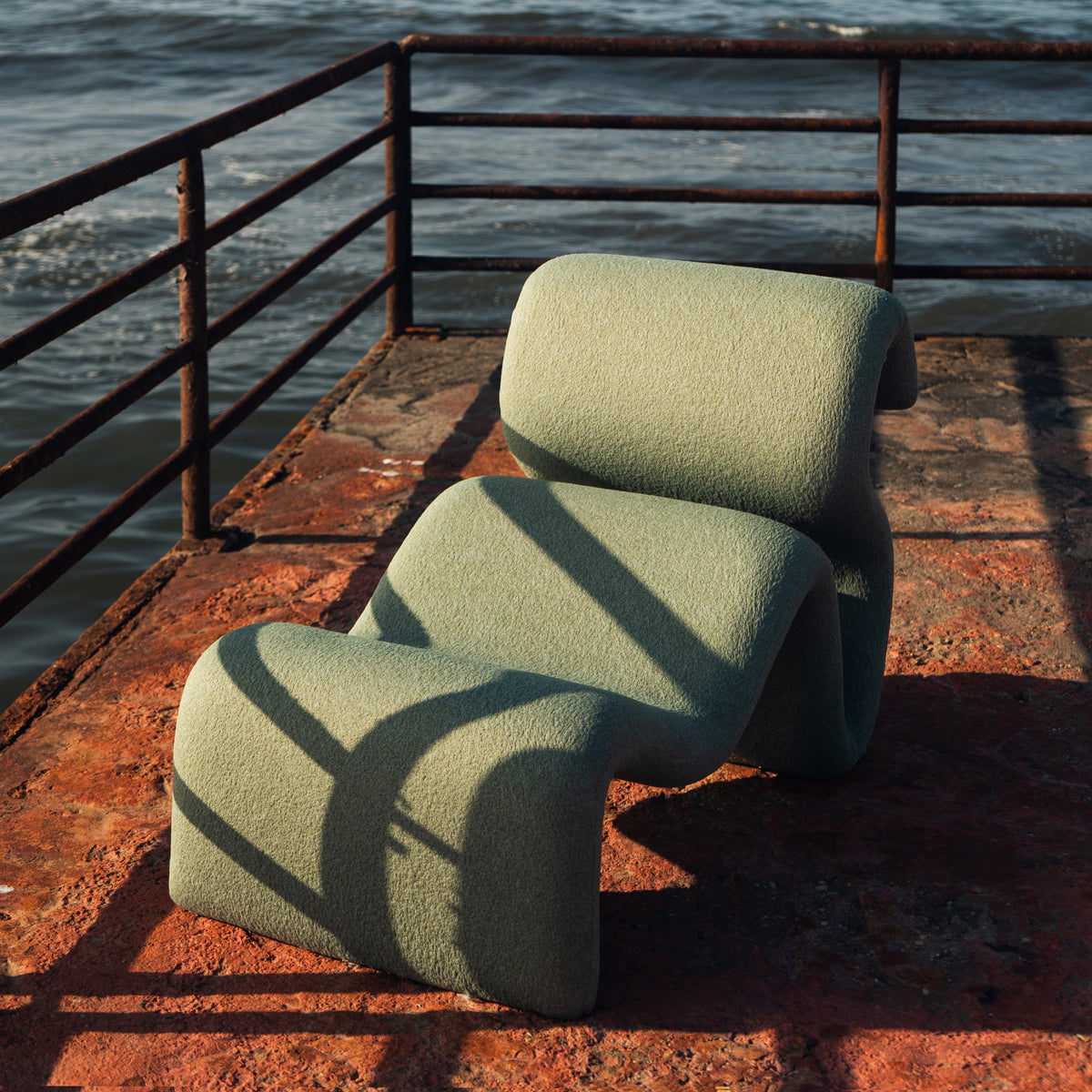 Swale Chair seen from a distance, showing the full outline of the chair.