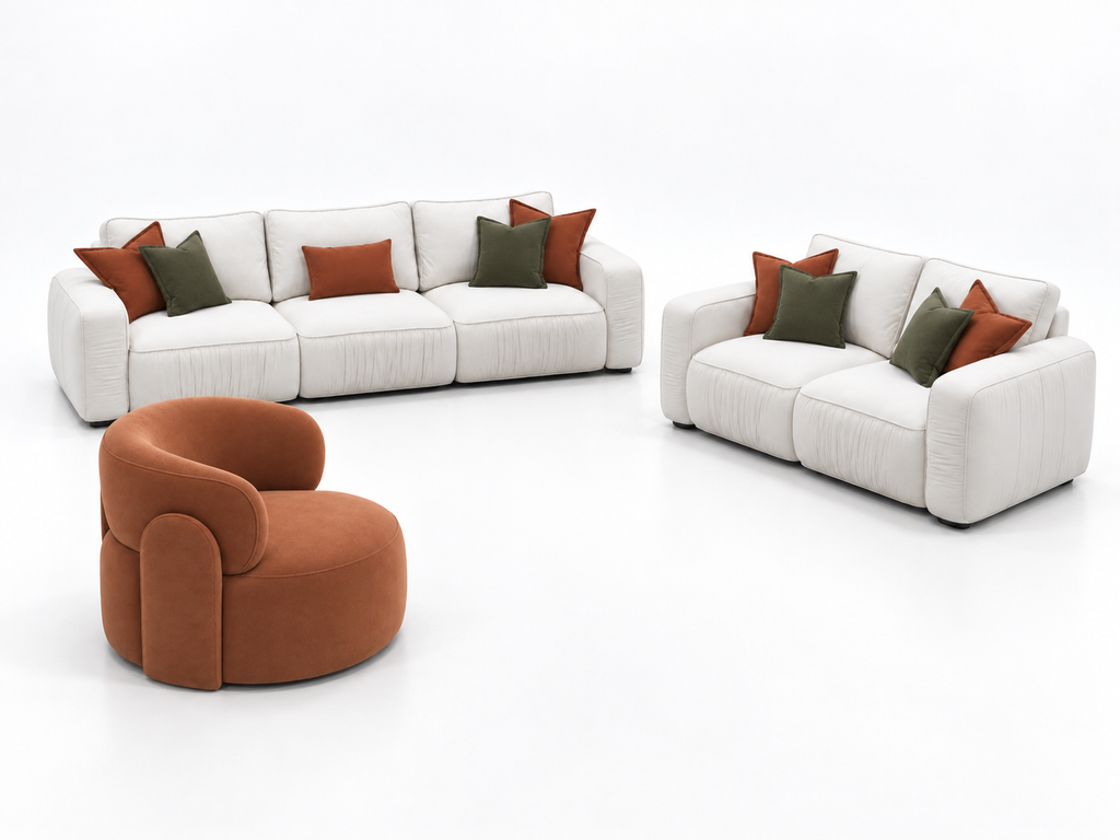 Wold living set, three-seat sofa and two chairs, second view